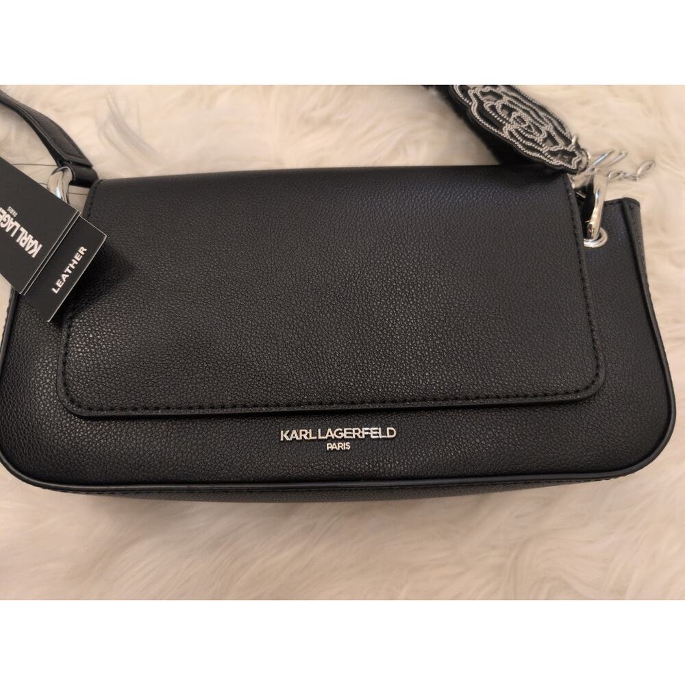 Karl Lagerfeld Paris Monet Black Purse Handbag Clutch Genuine Leather Brand New